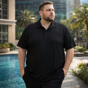 Armani Collezioni Black Polo Shirt Viscose Blend | Luxury Designer Short Sleeve